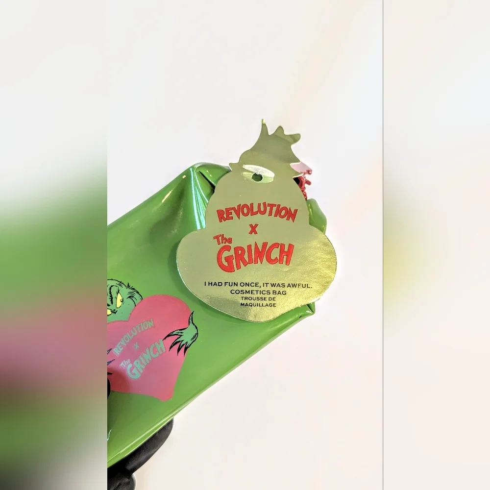 Grinch x Revolution Cosmetic Bag Small Holiday Christmas Make Up Tote Pouch NWT